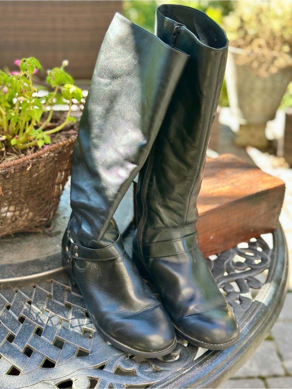 Walking Cradles Black Genuine Leather Riding Boots Size 12 Made in Brazil